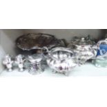 Silver plated tableware: to include a serving basket with a wavy edge,