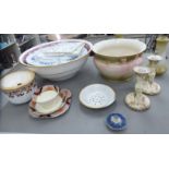 Ceramics: to include two Spode Copeland china tiles,