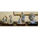 Lladro porcelain figures, on plinths, viz.