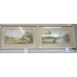 Henry Kinnaird - 'Haymaking' and 'The Thames at Reading' watercolours bearing inscriptions &