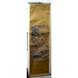 A Chinese painted fabric on paper scroll picture,