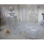 Glassware: to include a cut crystal decanter with a stopper TO8