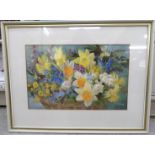 Judy Hann - 'A Touch of Spring' pastel bears a signature & label verso 11'' x 18'' framed