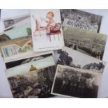 An uncollated collection of early 20thC mainly monochrome postcards: to include a group picture of