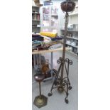 A mid 20thC brass standard lamp 62''h;