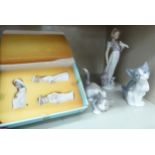 Lladro porcelain figures, viz. three children for a nativity scene largest 3.