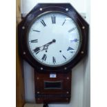 A mid Victorian mother-of-pearl inlaid rosewood cased drop dial clock;