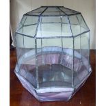 A modern clear and coloured lead glazed terrarium of octagonal form 12''h SL