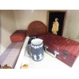 A mixed lot: to include a 20thC Chinese cinnabar box and cover 6''w;