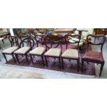 A set of six William IV mahogany framed balloon back dining chairs,