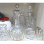 Crystal and other glassware: to include three shouldered square decanters OS4