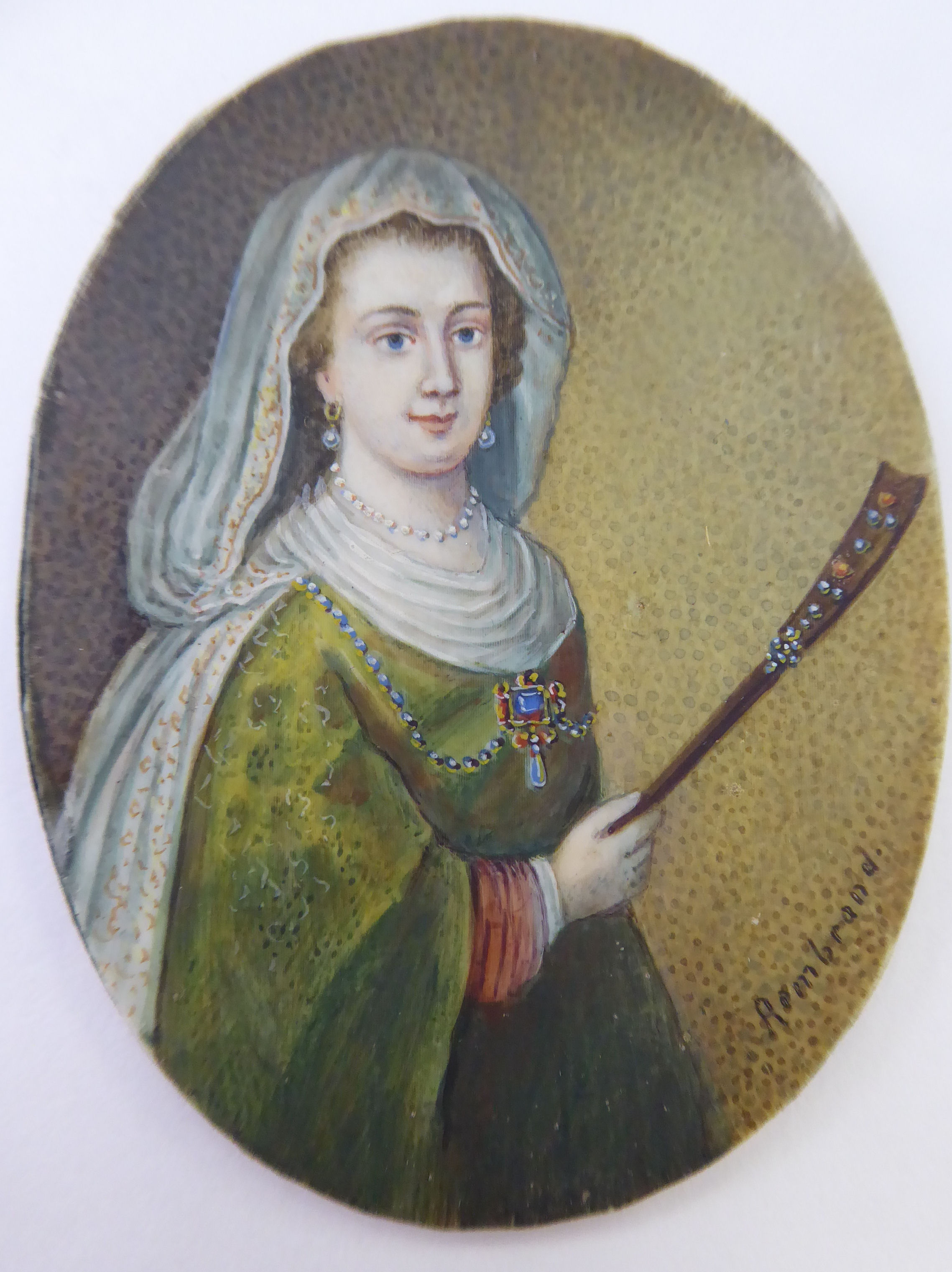 An oval half-length portrait miniature,