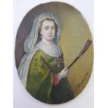 An oval half-length portrait miniature,