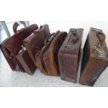 Early 20thC and later stitched hide briefcases various sizes SL