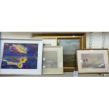 Pictures: to include PG Needel - a city view watercolour inscribed verso 7'' x 11'' framed