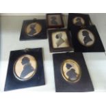 Seven similar late 19thC framed head and shoulders silhouette portraits various sizes OS6