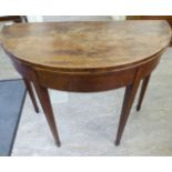 An early 19thC mahogany demi-lune shaped card table,