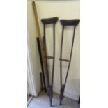 A mixed lot: to include a pair of early 20thC crutches;