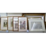Pictures: to include PG Needel - a city view watercolour inscribed verso 7'' x 11'' framed
