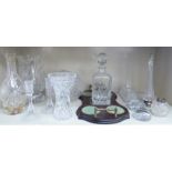 Glassware: to include a Doulton crystal pedestal vase 11''h OS1