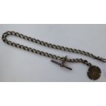 A silver watch chain with an Albert,