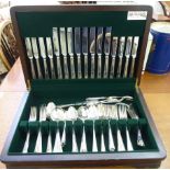 A canteen of Butler stainless steel cutlery cased RAB