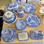 Blue and white ceramics: to include Spode china Italian pattern tableware F
