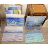 Twelve works by Margaret Harmsworth: to include landscapes and seascapes oil on canvas bearing