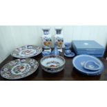 Decorative ceramics: to include a pair of Chinese inspired china vases,