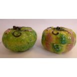 Two similar late 19thC Chinese porcelain pots and covers, each fashioned as a pumpkin 3.