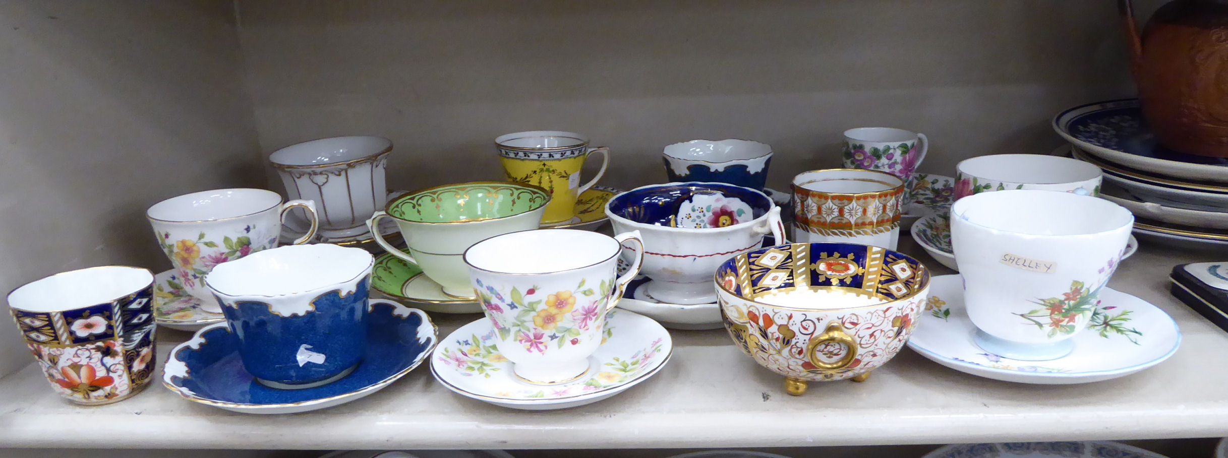 China cups and saucers: to include Collingwood, Colclough,