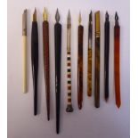 Ten various 'vintage' dip pens: to include one in white metal,