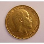 An Edwardian half-sovereign,