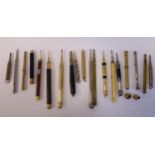 Nineteen 'vintage' propelling pencils, featuring a wide variety of styles,