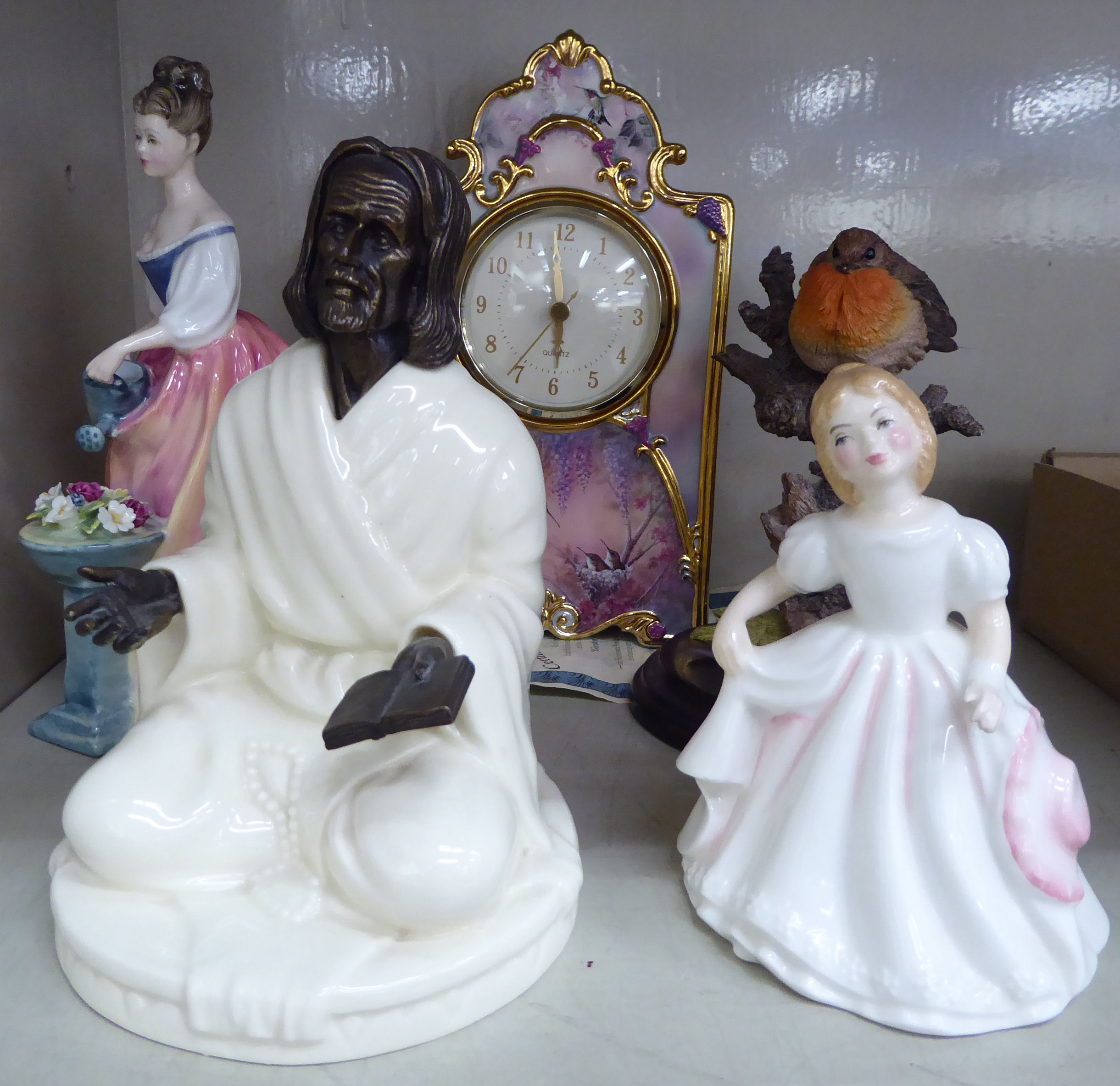 A mixed lot: to include a Minton china and bronze effect figure 'The Sage' M.S.25 6.