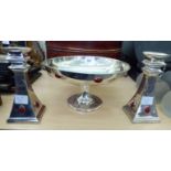 An Arts & Crafts inspired silver plated pedestal dish, set with amber coloured beads 5.