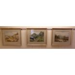 Three works by FE Jamieson - coastline and landscapes mixed media bearing signatures 11.