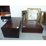 Boxes and collectable items: to include a brown painted wooden framed triptych dressing table
