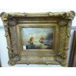 In the manner of G A Napier - a 1980s reproduction of a late 19thC seascape oil on canvas,