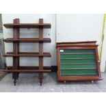 Four various open and glazed display shelves/collectors cabinets largest 19'' x 26'' CAB