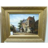 L Rotti - a European city scene with figures oil on board bears a signature 15.