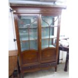 An Edwardian mahogany satinwood string inlaid and marquetry display cabinet,