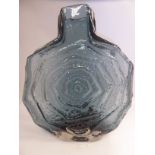 A Whitefriars, Geoffrey Baxter pewter coloured glass vase of moulded, spiralled polyhedral form,