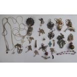 Items of personal ornament: to include silver coloured metal pendants and necklaces 11