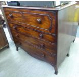A George III mahogany four drawer secretaire chest,