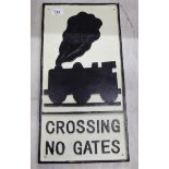 A cast iron sign 'Crossing No Gates' 20'' x 9'' BSR