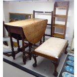 Small furniture: to include a 1920s mahogany framed stool with a drop-in seat raised on cabriole