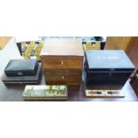 Six boxes: to include a mid 19thC mahogany example with an unfitted interior 5''h 10''w LAF