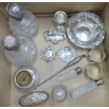 Small silver collectables: to include a pair of scent bottles,