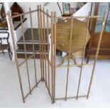 A late 19thC pine framed three fold room divider 55''h 60''w open BSR